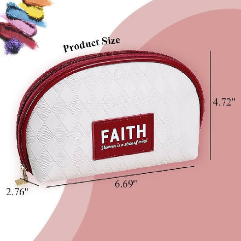 Diamond Pattern Mini Makeup Bag-Red and White